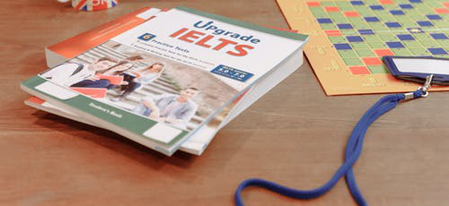 IELTS book on a table