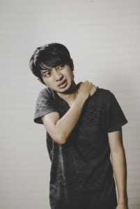 A person with neck pain.