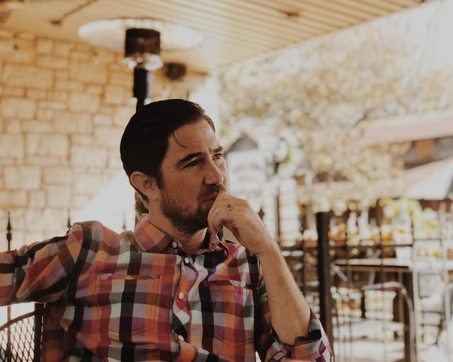 A man thinking about something