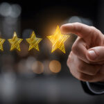 Client reading reviews to choose a real estate lawyer in Mississauga
