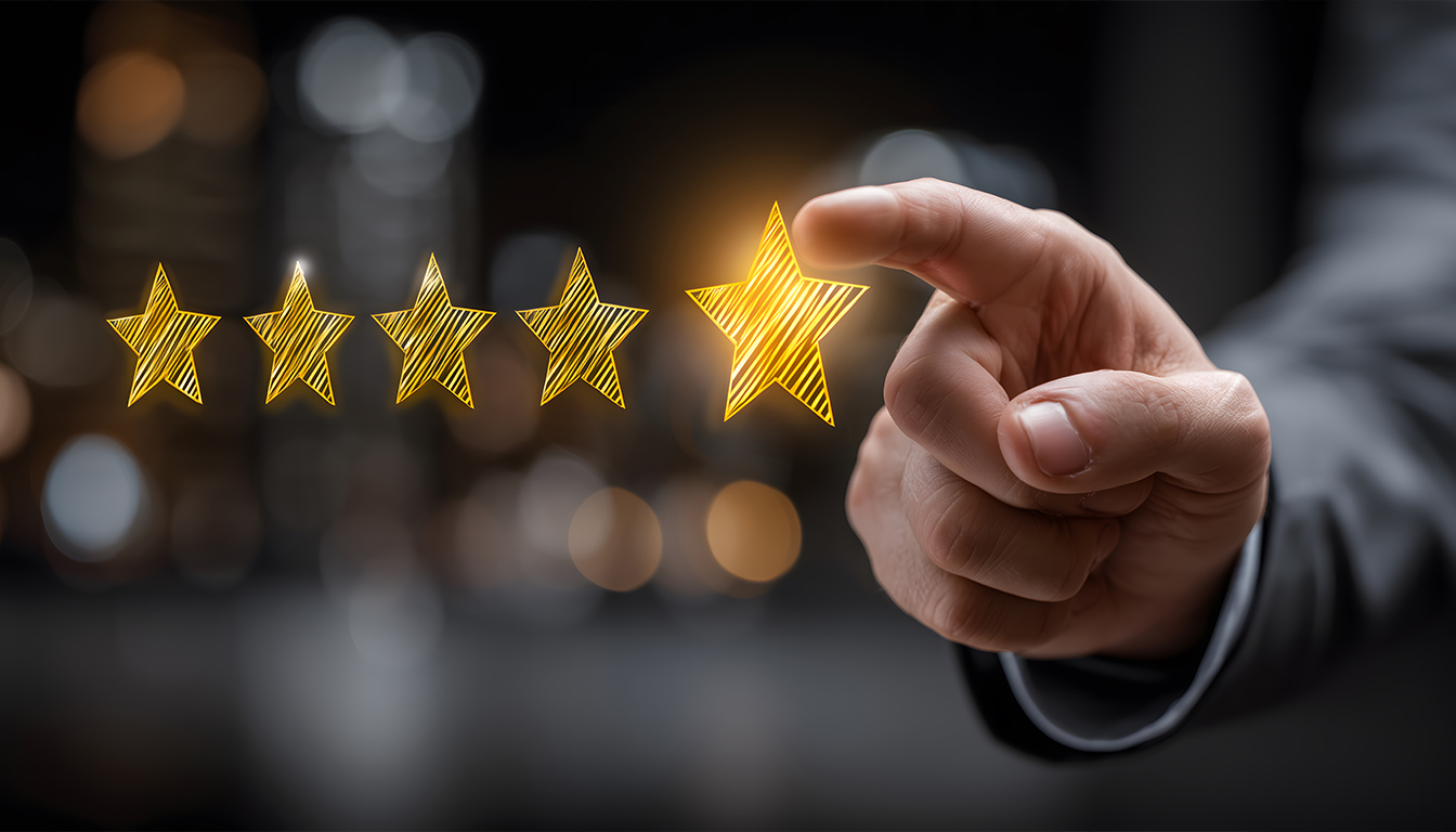 Client reading reviews to choose a real estate lawyer in Mississauga