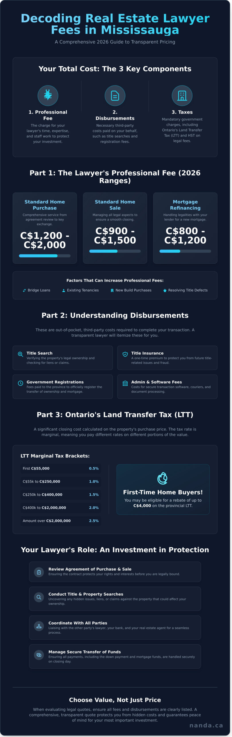 Real Estate Lawyer Fees Mississauga: A 2026 Cost Breakdown