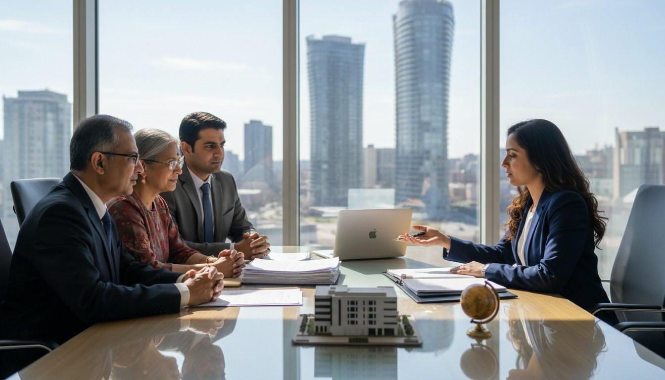 Estate lawyer advising client on complex assets in Brampton