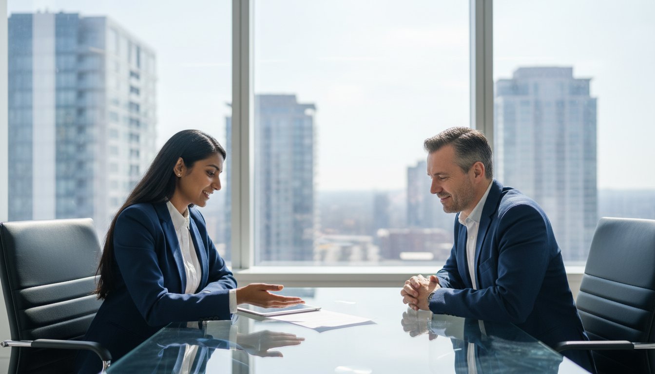 Divorce lawyer advising client on post-divorce planning in Brampton