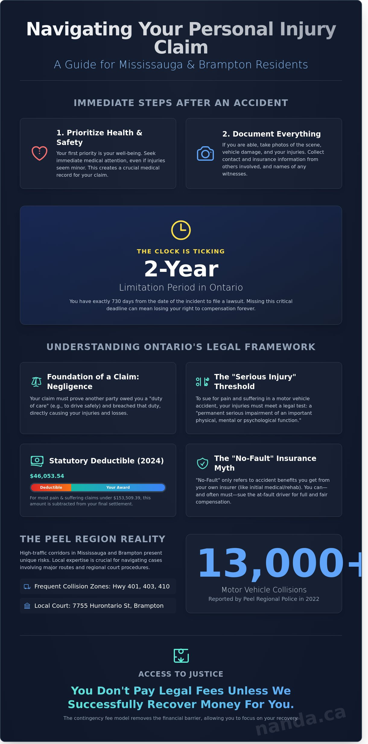 Infographic explaining personal injury claim steps in Ontario