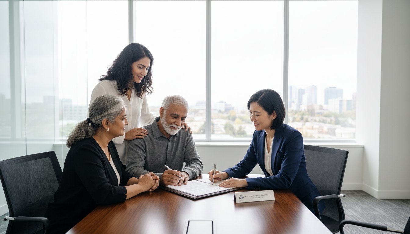 Lawyer advising family on power of attorney in Mississauga