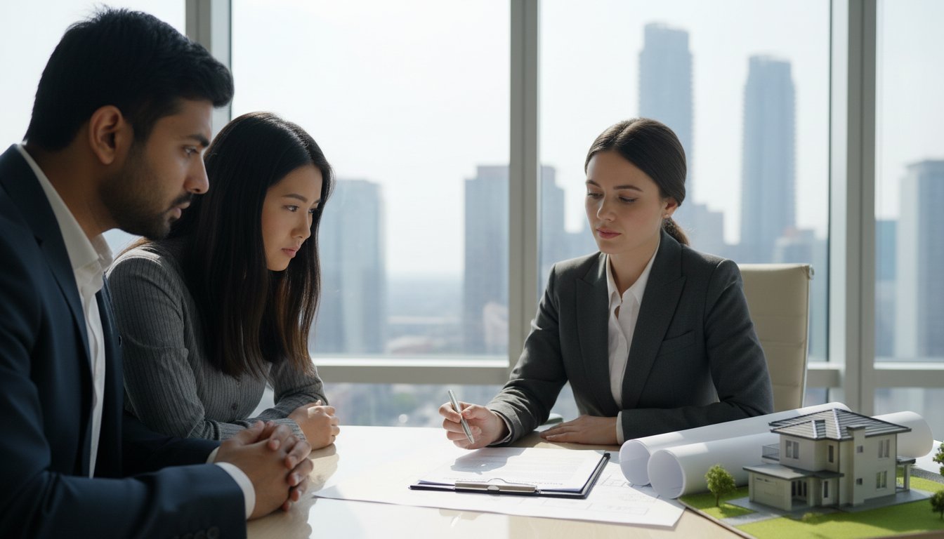 Lawyer advising homeowner on new construction builder dispute
