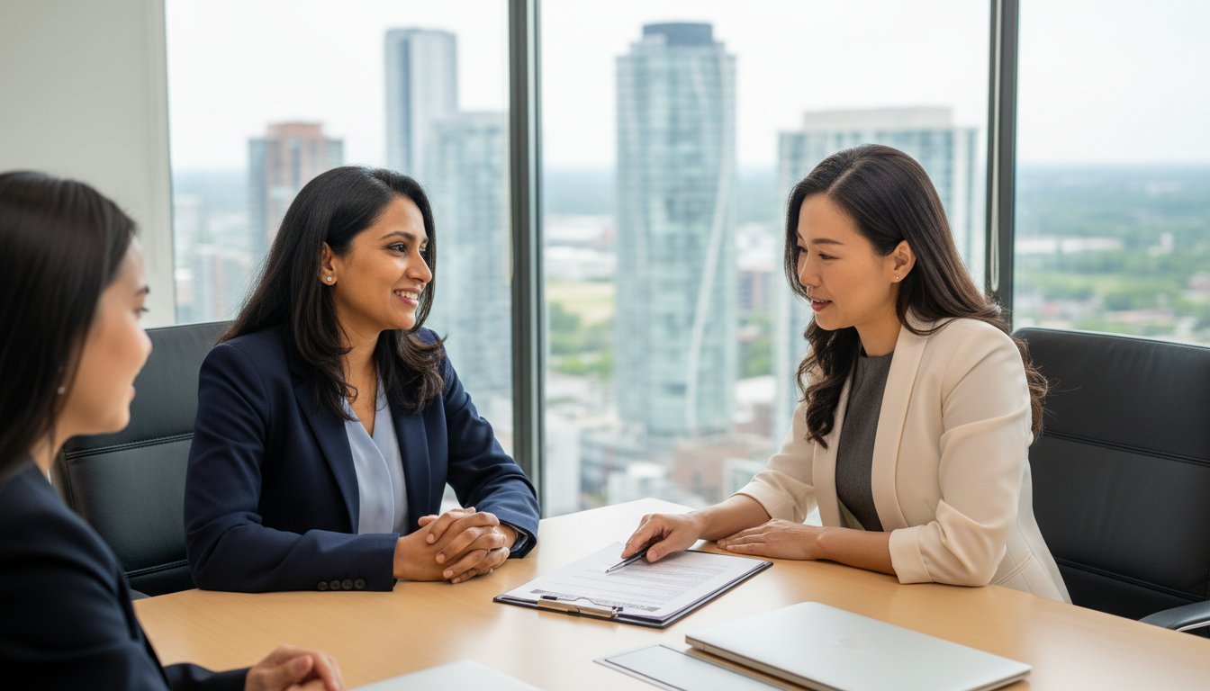 Family lawyer advising parent on child custody and parenting plan