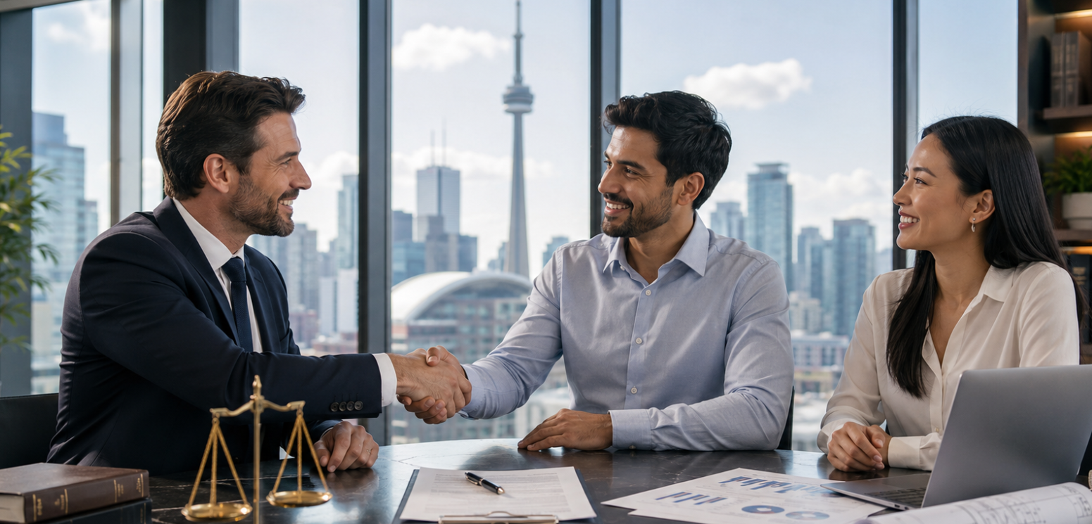 Business lawyer Toronto advising a client on company legal protection